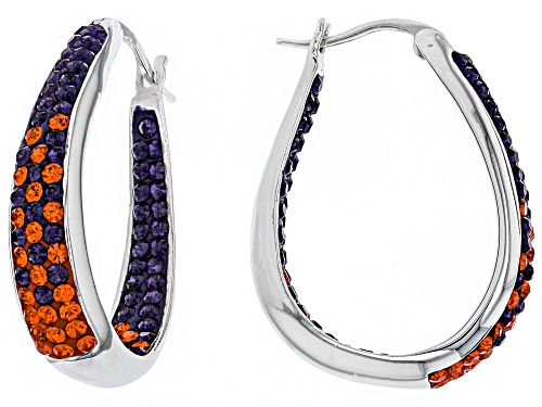 Photo of Pre-Owned Preciosa Crystal Orange And Purple Horseshoe Hoop Earrings