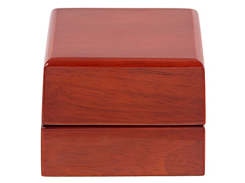 Pre-Owned Wooden Presentation Earring/Pendant Box with White Faux Leather Lining