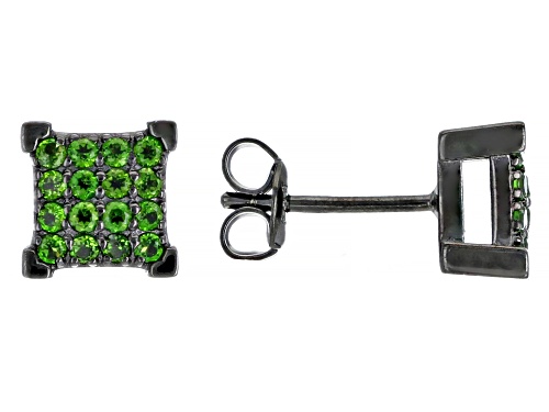 Pre-Owned .51ctw Round Chrome Diopside Rhodium Over Sterling Silver Stud Earrings