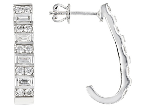 Photo of Pre-Owned 0.83ctw Round And Baguette White Lab-Grown Diamond 14K White Gold Earrings