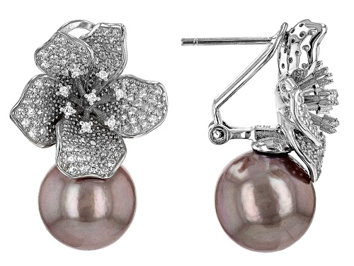 Pre-Owned Genusis™ 11mm Pink Cultured Freshwater Pearl & Bella Luce ® Rhodium Over Sterling Silver E