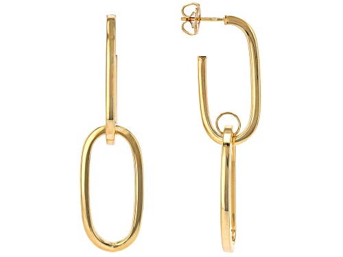 Pre-Owned 18k Yellow Gold Over Sterling Silver Polished Double Link 2 7/16" Drop Earrings