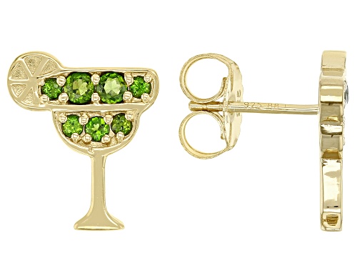 Pre-Owned 0.49ctw Round Chrome Diopside 18k Gold Over Sterling Silver Margarita Stud Earrings