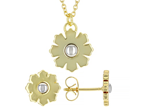 Pre-Owned Off Park® Collection, Gold and Silver Tone Flower Earring and Pendant With Chain