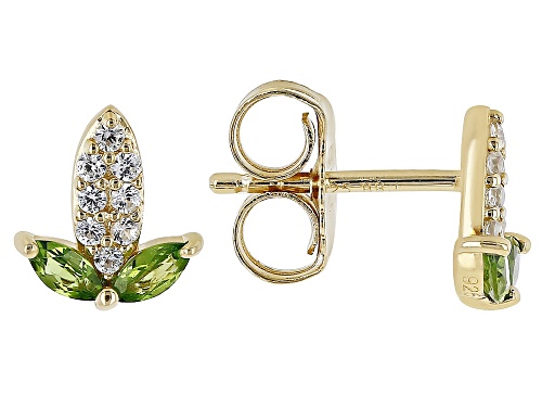 Pre-Owned .30ctw Chrome Diopside with .20ctw White Zircon 18k Yellow Gold Over Silver Corn Stud Earr