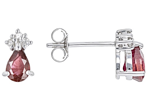 Pre-Owned 1.02ctw Mahaleo® Ruby And 0.02ctw White Diamond Rhodium Over 10k White Gold Stud Earrings