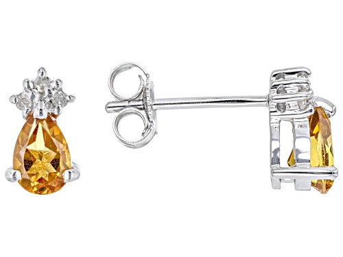 Pre-Owned 0.71ctw Citrine And 0.04ctw White Diamond Rhodium Over 10k White Gold Stud Earrings