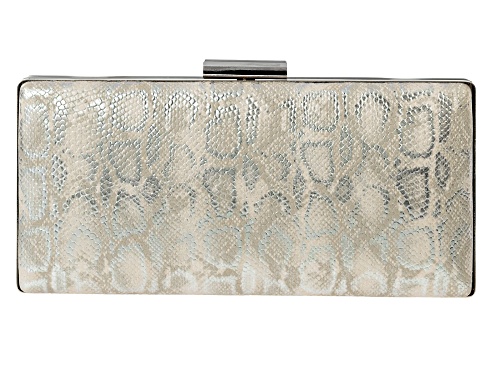 Pre-Owned Off Park® Collection Snake Print Faux Leather Silver Tone Clutch