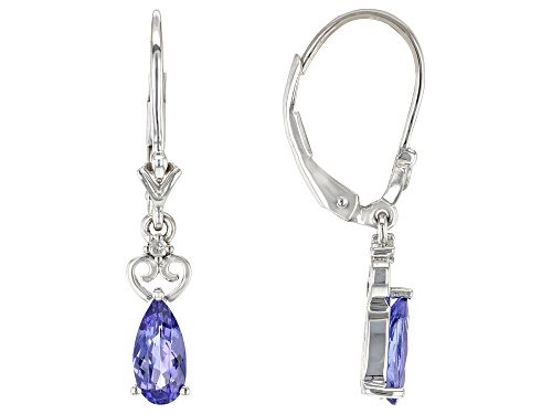 Pre-Owned 1.17ctw Tanzanite And 0.02ctw White Diamond Rhodium Over 10k White Gold Dangle Earrings