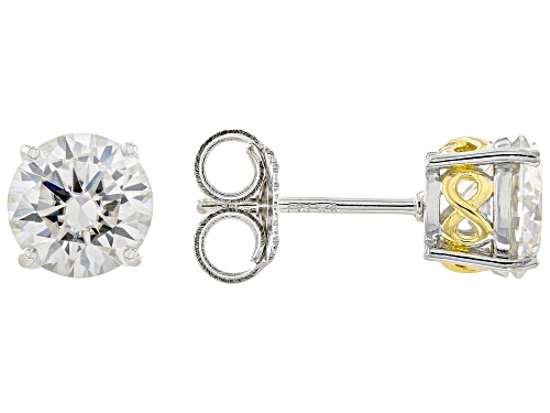 Pre-Owned MOISSANITE FIRE®  2.40CTW DEW ROUND TWO TONE STUD EARRINGS