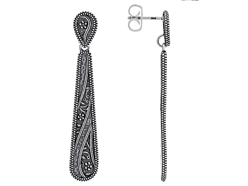 Pre-Owned Artisan Collection of Israel™ Sterling Silver Elongated Textured Drop Earrings