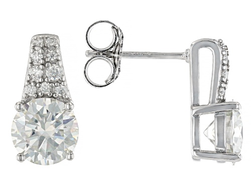 Pre-Owned MOISSANITE FIRE® 2.64CTW DEW ROUND BRILLIANT PLATINEVE® EARRINGS