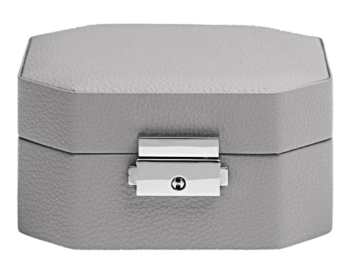 Pre-Owned Lockable Gray Jewelry Box with Key, Inner Removable Storage Tray, and Mirror