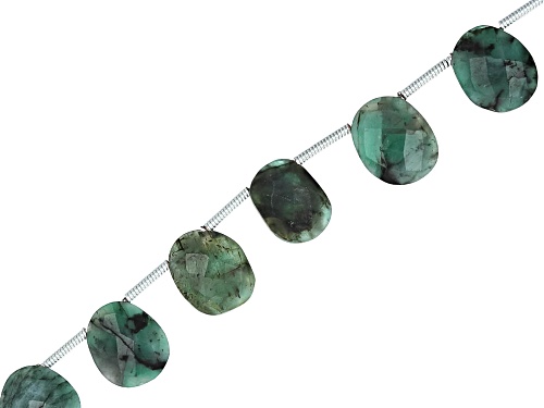 Pre-Owned Sakota Emerald Faceted appx 8x10-10x12mm Balloon Shape Bead Strand Appx 15-16" in Length