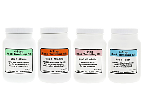 Pre-Owned 4-Step Stone Tumbling Kit Includes Abrasives And Polishes