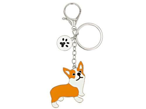 Pre-Owned Off Park® Collection Multi-Color Enamel Silver Tone Corgi Key Chain