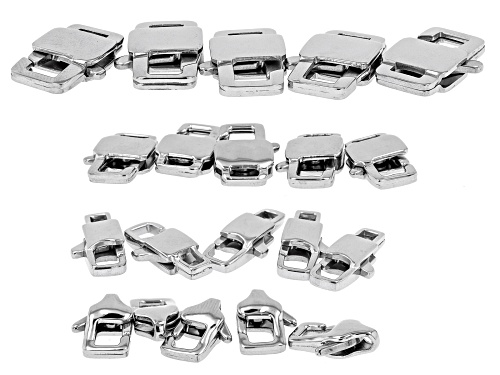 Pre-Owned Stainless Steel Square Lobster Style Clasps in 4 Styles Appx 20 Pieces
