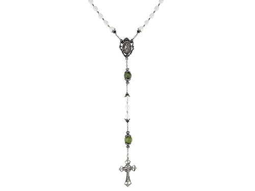 Pre-Owned Artisan Collection of Ireland™ Rosary Cultured Freshwater Pearl and Connemara Marble Silve