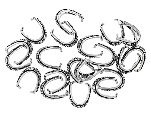 Pre-Owned Antiqued Silver Tone Spiral Pinch Bail Set of 20
