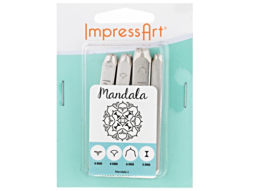 Pre-Owned Mandala Design 4 Piece Stamp Kit Includes V-Shape, Fan Shape, Hourglass, And Wishbone