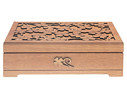 Pre-Owned Floral Pierced Carved Wooden Jewelry Box