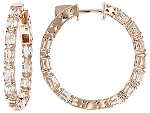 Pre-Owned 4.95ctw Peach Morganite 14k Rose Gold Over Sterling Silver Hoop Earrings
