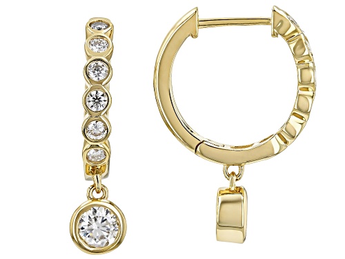 Pre-Owned MOISSANITE FIRE® 1.72CTW DEW  ROUND 14K YELLOW GOLD OVER SILVER EARRINGS