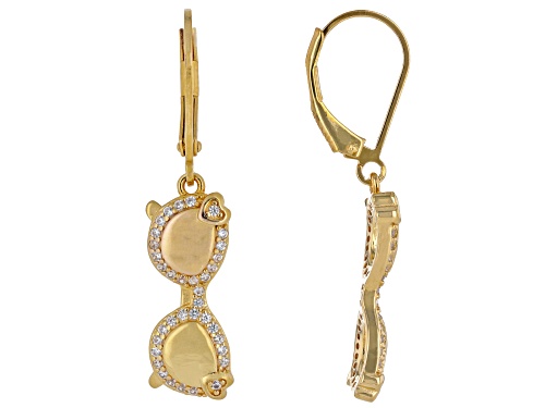 Pre-Owned 0.37ctw White Zircon 18k Yellow Gold Over Sterling Silver Sunglasses Earrings