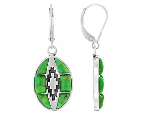 Pre-Owned Southwest Style by JTV™ Green Turquoise Sterling Silver Earrings