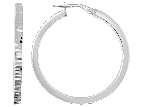 Pre-Owned Purezza 950™ Sterling Silver 1.25" Diamond Cut Hoop Earrings