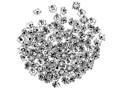 Pre-Owned Antiqued Silver Tone Leaf Design Appx 5mm Bead Cap Appx 100 Pieces