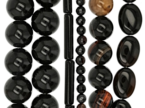 Pre-Owned Black, Brown, & Gray Tones 1 lb. Bead Strand Mix of Assorted Shapes, Sizes, & Stones