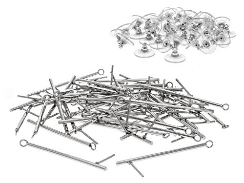 Pre-Owned Stainless Steel 38mm Long Bar Earrings with Attached Jump Rings and Earring Backs