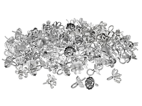 Pre-Owned Stainless Steel Flower Design Cup with Peg Findings in 5 Designs Appx 100 Pieces Total