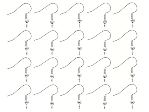 Pre-Owned ball & spring ear wires in silver tone set of 3 pairs (6 pieces total)