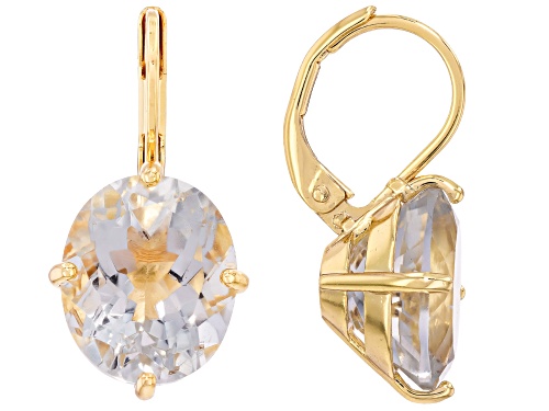 Pre-Owned 6.92ctw Prasiolite 18k Yellow Gold Over Brass Earrings
