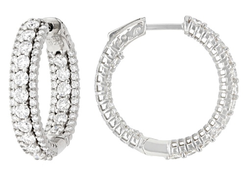 Pre-Owned MOISSANITE FIRE® 3.48CTW DEW ROUND BRILLIANT PLATINEVE® INSIDE OUT HOOP EARRINGS