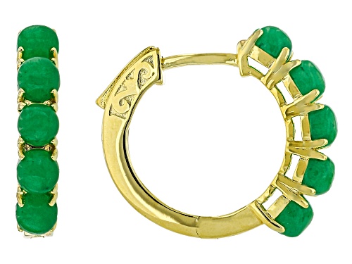 Pre-Owned 4mm Green Jadeite 18k Yellow Gold Over Sterling Silver Earrings