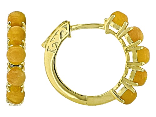 Pre-Owned 4mm Yellow Jadeite 18k Yellow Gold Over Sterling Silver Earrings