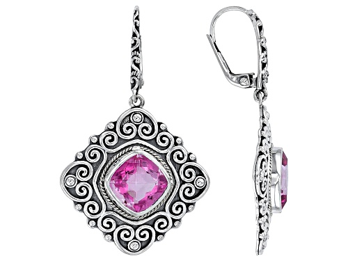 Pre-Owned Artisan Collection of Bali™ 6.40ctw Pink Mystic Quartz Sterling Silver With 18K Gold Earri