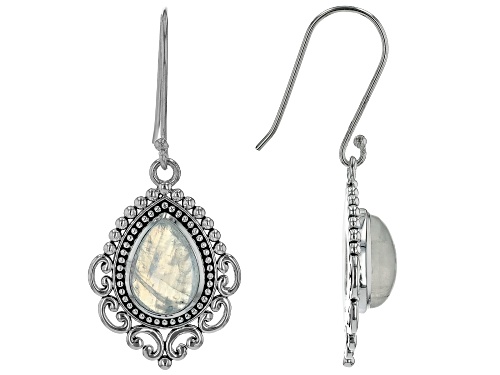 Pre-Owned 14x10mm Rainbow Moonstone Sterling Silver Earrings