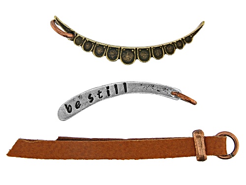Pre-Owned Vintaj Focal Set of 3 in Antiqued Silver, Gold, and Copper Tones Designed by Jess Lincoln