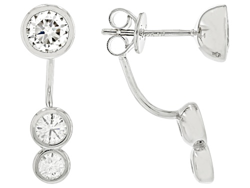Pre-Owned MOISSANITE FIRE® 1.78CTW DEW ROUND BRILLIANT PLATINEVE® EARRINGS