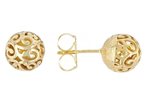 Pre-Owned Artisan Collection of Turkey™ 18K Gold Over Sterling Silver Filigree Stud Earrings