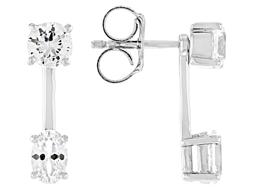 Pre-Owned 2.11ctw Lab Created White Sapphire Rhodium Over Sterling Silver Earrings