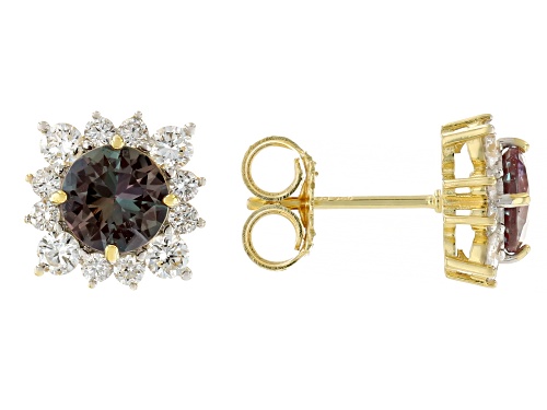 Pre-Owned Prazana® Lab-Grown Diamonds 2.99ctw Lab Alexandrite & White Diamond 14K Over Silver Earrin