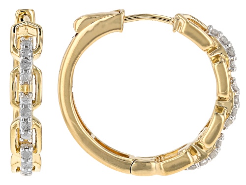 Pre-Owned Engild™ 0.33ctw Round White Diamond 14k Yellow Gold Over Sterling Silver Hoop Earrings