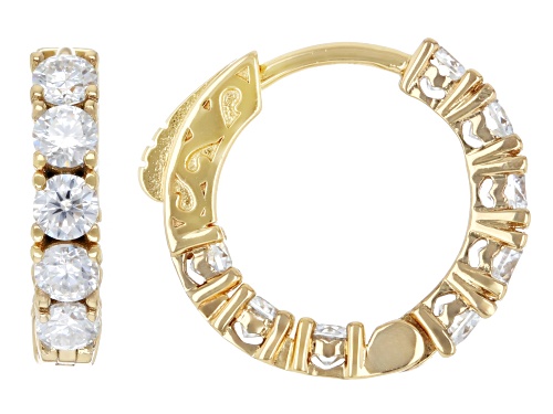 Pre-Owned MOISSANITE FIRE® 1.60CTW DEW ROUND 14K YELLOW GOLD OVER SILVER INSIDE OUT HOOP EARRINGS