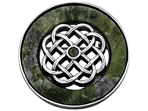 Pre-Owned Artisan Collection of Ireland™ Connemara Marble Sterling Silver Celtic Knot Brooch