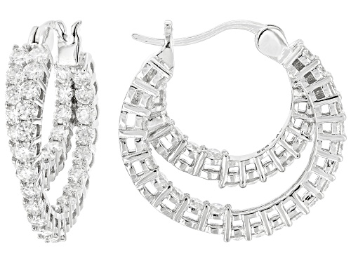 Pre-Owned MOISSANITE FIRE® 2.28CTW DEW ROUND  PLATINEVE® HOOP EARRINGS